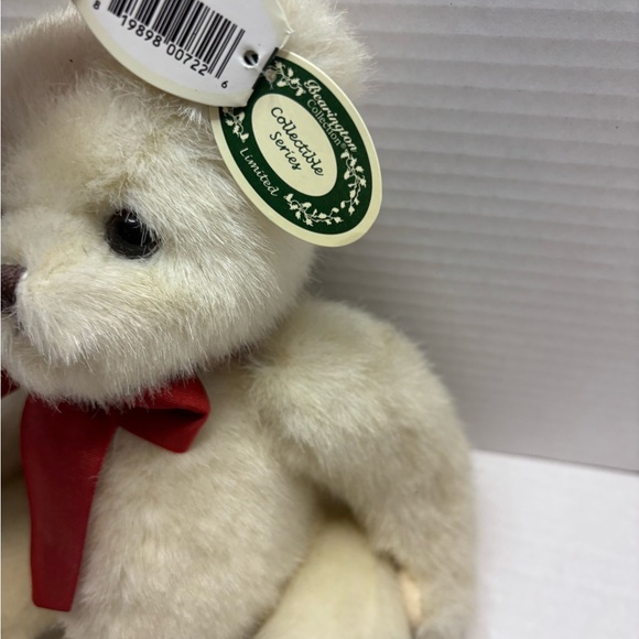 Cream Teddy Bear with Red Bow - Picture 3 of 6